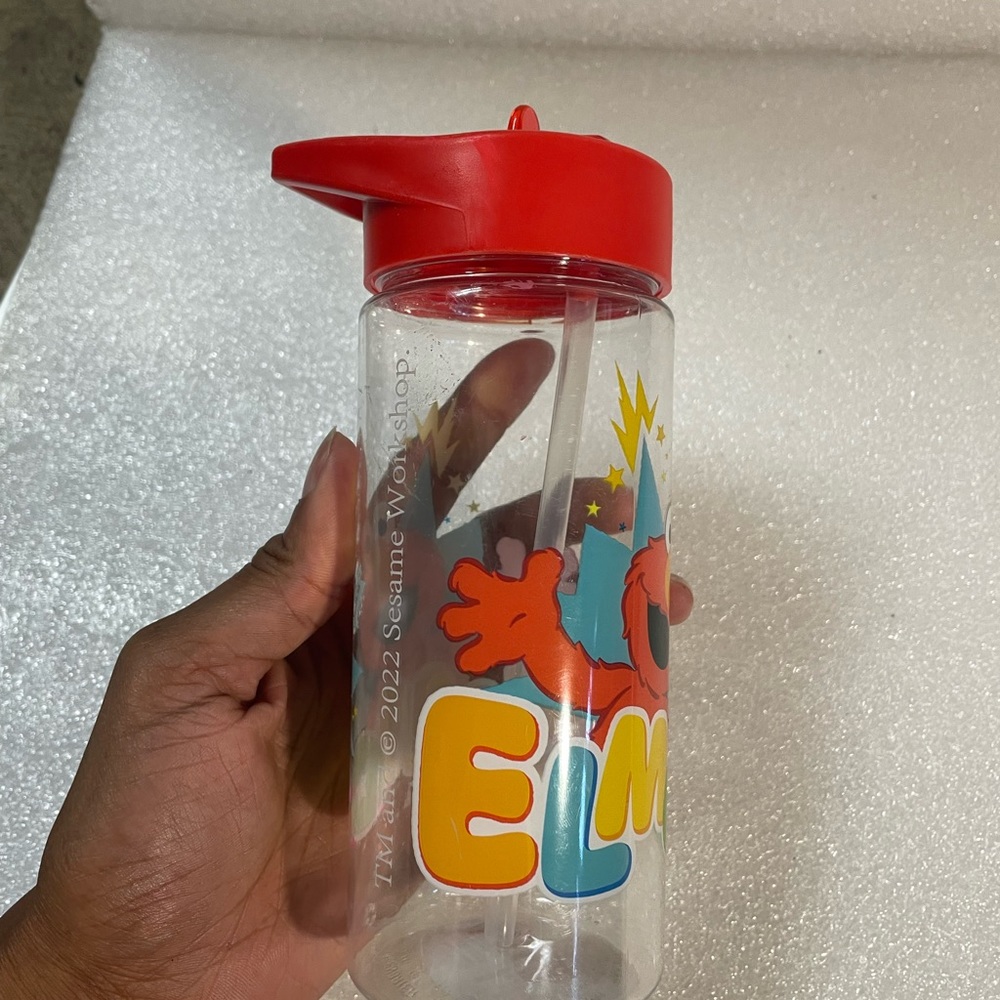 PBS Kids Red Sesame Street Water, Juice Bottle Tumbler w/Straw 16 oz. - BPA FREE